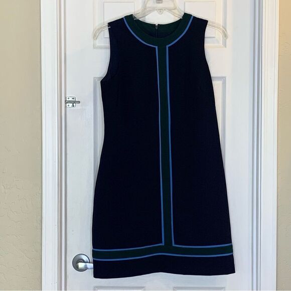 1901 Mini Shift Dress Navy Size 12 Blue and Green Accents - Picture 1 of 9